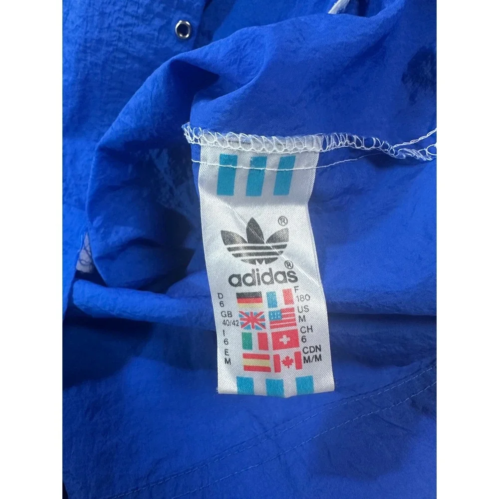 Vintage Adidas Colorblock Track Jacket Windbreaker‎ White Blue Orange Men's Med